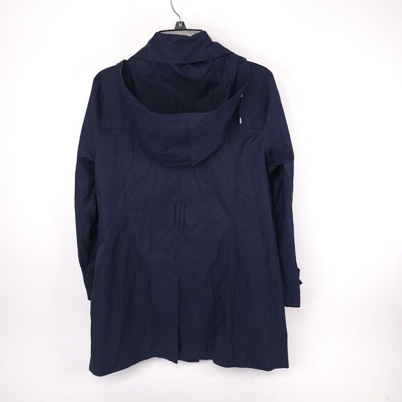 London Fog Coat Womens Medium Rain Trench Hooded Full Zip Button Long Jacket - Picture 2 of 8